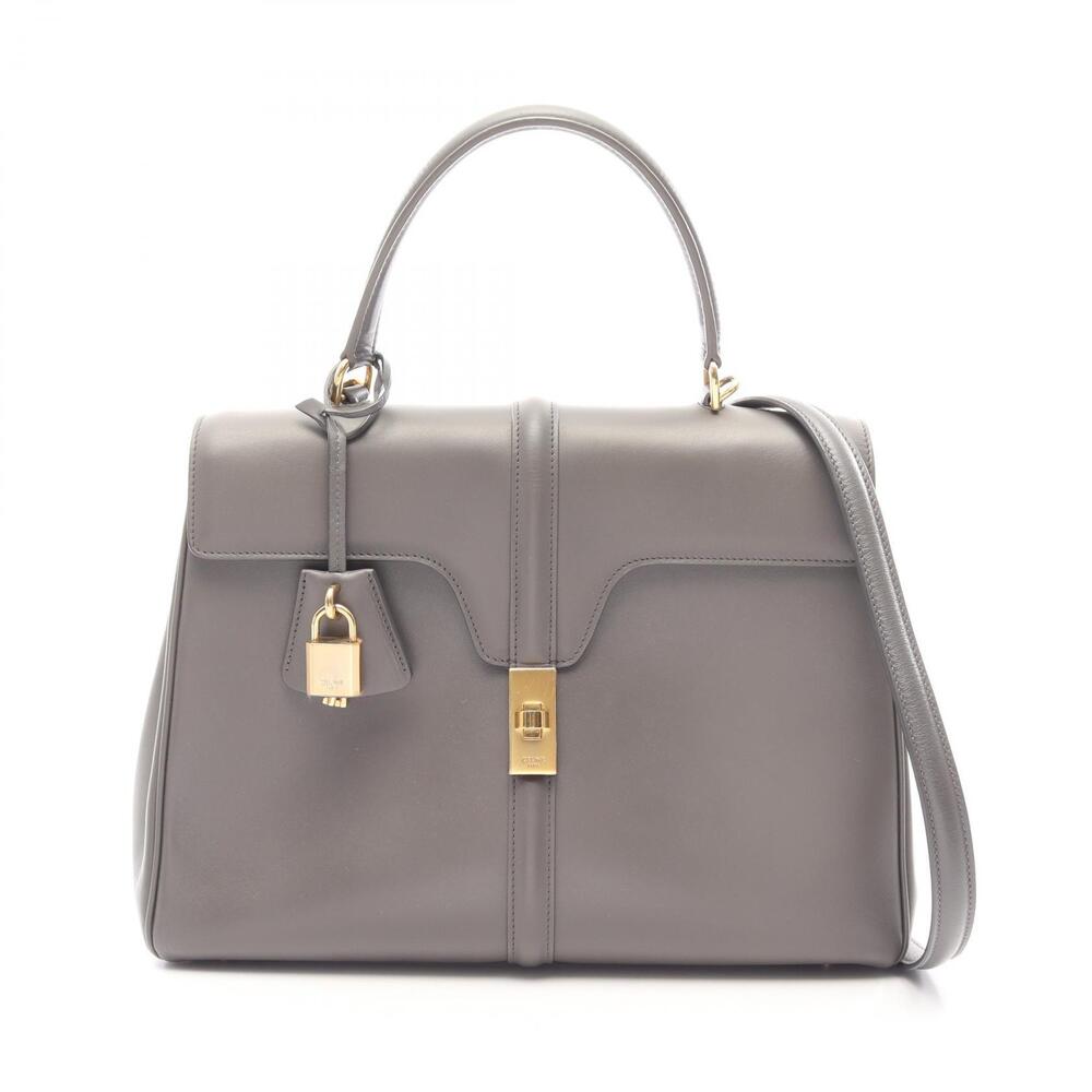 Celine Seize Handbag Leather Gray